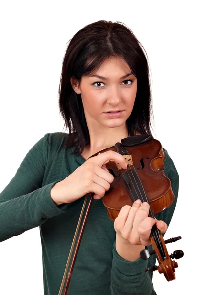 Hermosa chica con retrato de violín —  Fotos de Stock