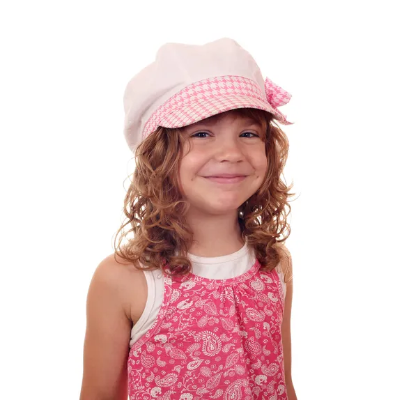 Menina feliz com chapéu retrato — Fotografia de Stock