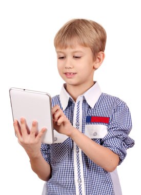 tablet pc üzerinde beyaz bir çocukla