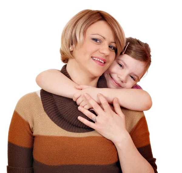 Madre e hija retrato en blanco — Foto de Stock