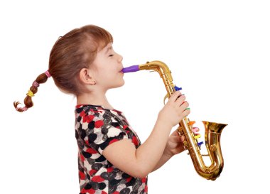 güzel küçük kız oyun müzik saksafon