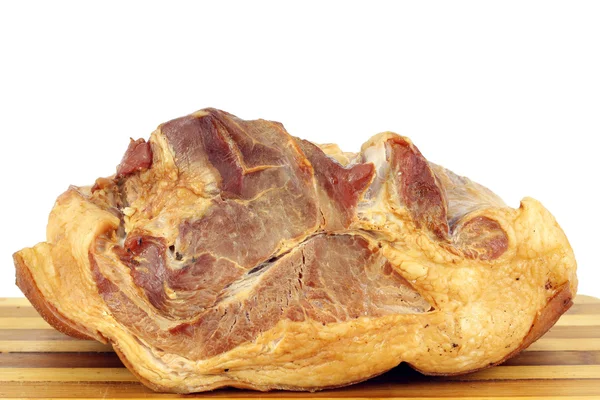 Beyaz zemin üzerine jambon füme — Stok fotoğraf