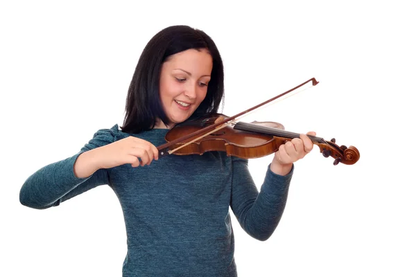 Teenage girl play violin on white — Stock Photo, Image