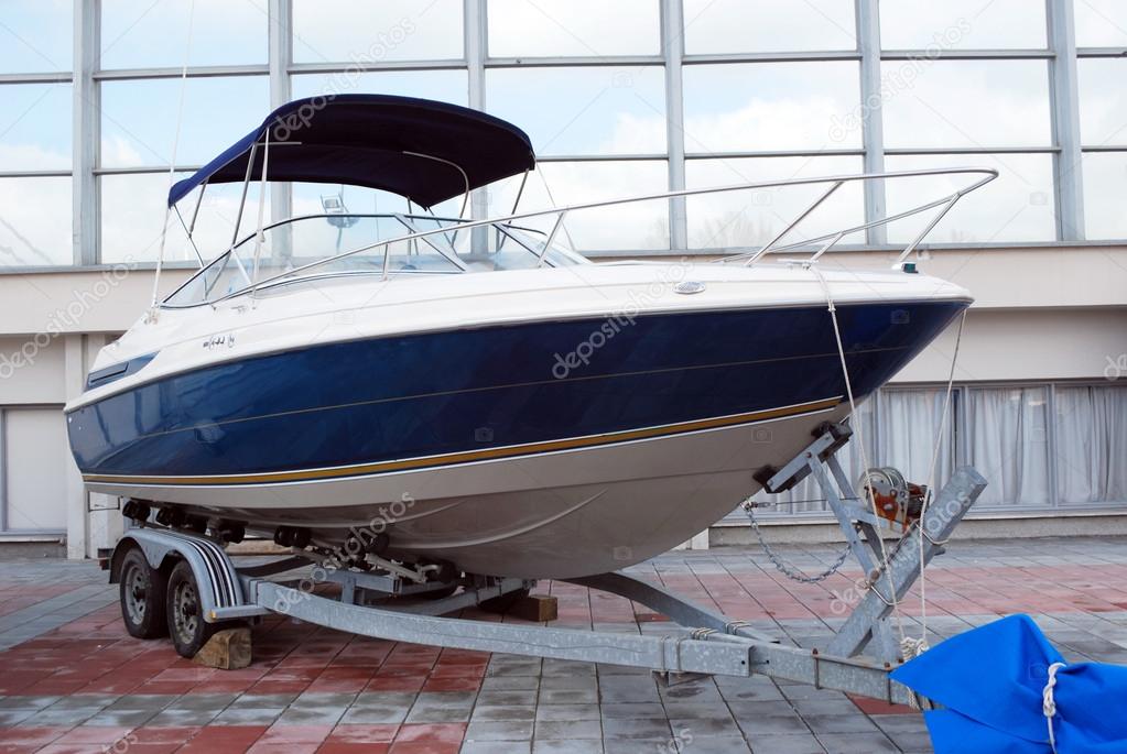 fast luxury boat ready for transport
