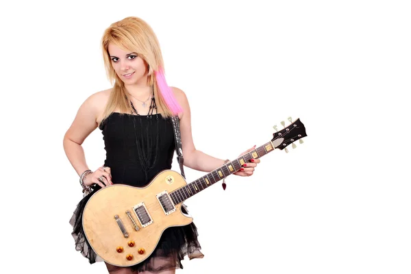 Hermosa chica con la guitarra posando —  Fotos de Stock