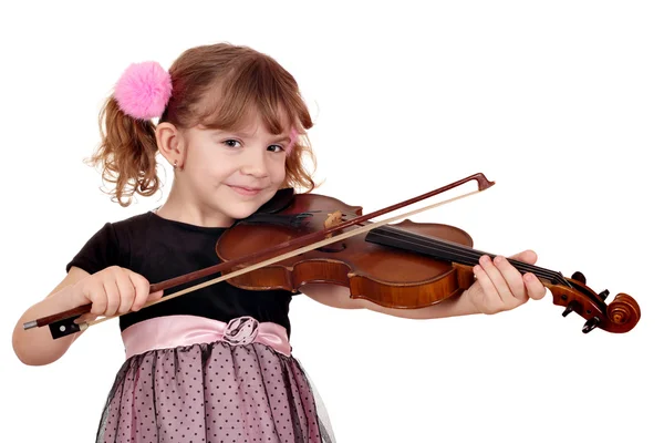 Beautiful little girl play violin on white — Stock Photo, Image