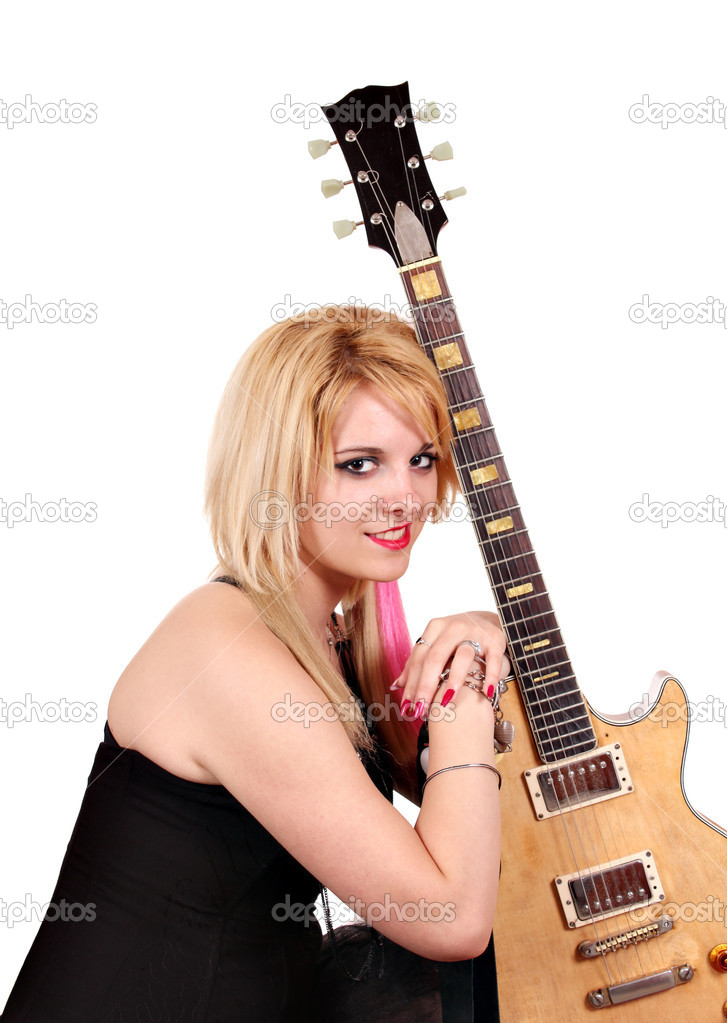beautiful blonde girl with guitar