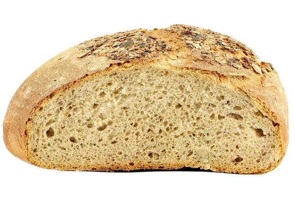Хлеб с семенами на белом фоне — стоковое фото