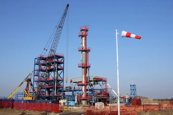 New factory construction site with crane — Stock Photo, Image