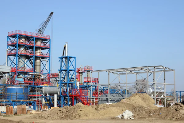 Planta petroquímica industria pesada sitio de construcción —  Fotos de Stock