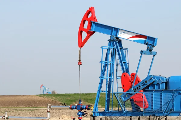 Oilfield with pump jack oil industry — Stock Photo, Image