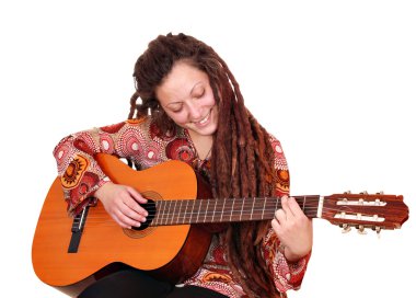 dreadlocks saç oyun gitar ile kız