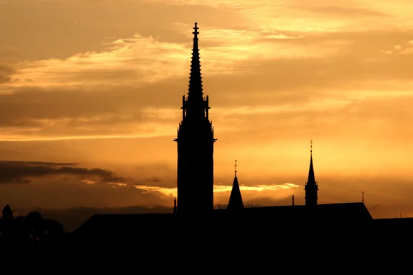 Naplemente Halászbástya sziluett budapest Magyarország — Stock Fotó