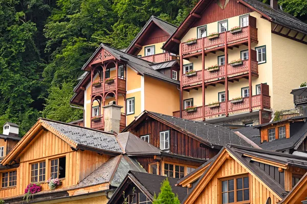 Beautiful Old Houses Hallstatt Village Austria — Stock Photo, Image