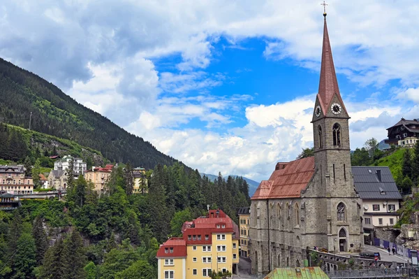 Εκκλησία Και Κτίρια Στο Bad Gastein Austria — Φωτογραφία Αρχείου