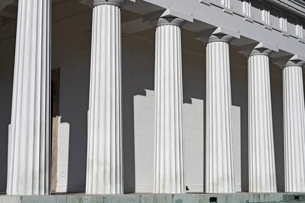 Ancient Greek Columns Exterior Detail Architecture — стоковое фото