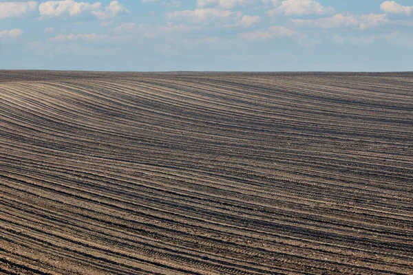 Agriculture Plowed Field Landscape Nature Background — Foto Stock