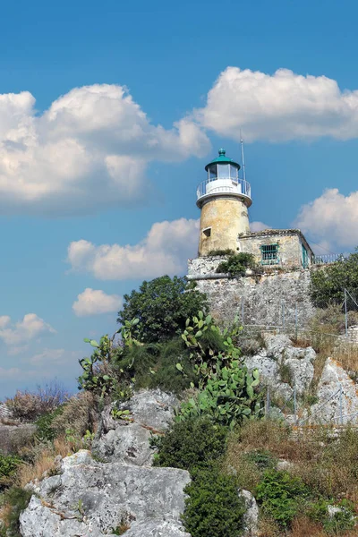 Korfu kasabası Yunanistan 'daki eski deniz feneri