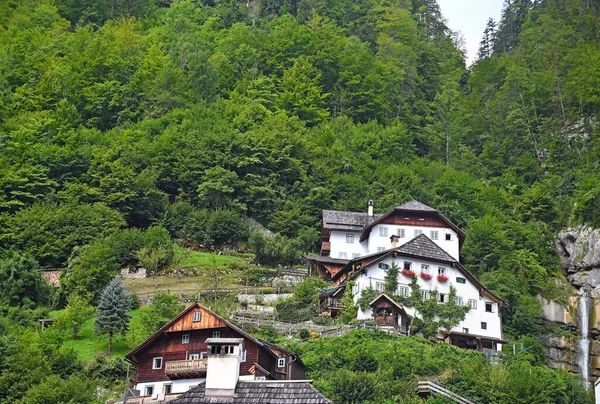 Alte Häuser Hallstätter Dorflandschaft Österreich — Stockfoto