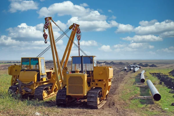 Gasoducto Maquinaria Construcción Industria Petrolera — Foto de Stock