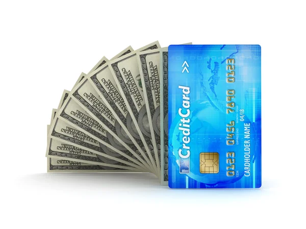 Payments - dollar bills and credit card - concept illustration — Stock Photo, Image