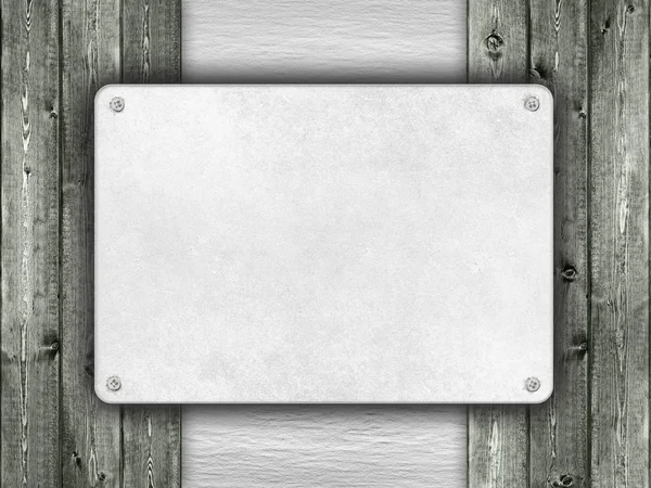 Template - plate on wood and rough wall background — Stock Photo, Image