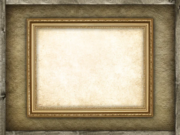 Template - picture frame on canvas and wood background — Stock Photo, Image