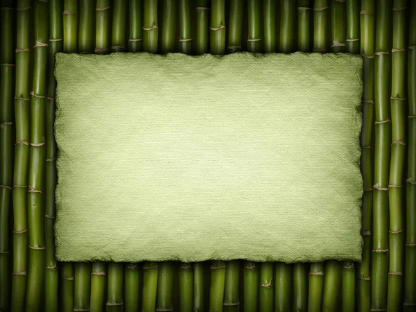 Template - paper sheet on bamboo background — Stock Photo, Image