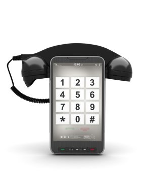 Retro alıcı ve modern cep telefonu - konsept illüstrasyon