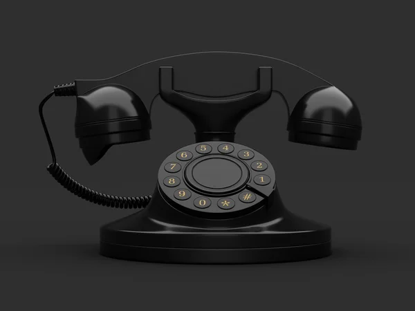 Black rotary phone on black background — Stock Photo, Image