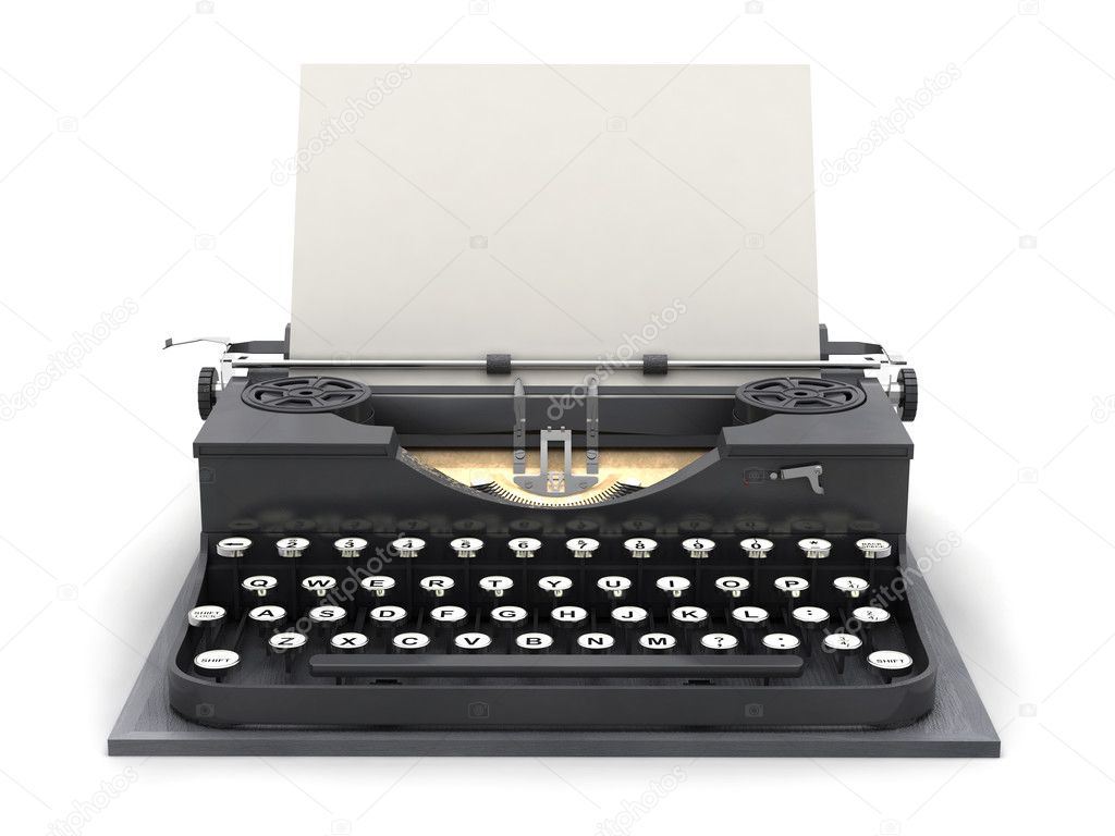 Retro typewriter and blank sheet
