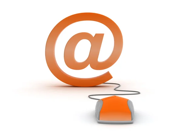 E-mail sign and computer mouse — Stock Photo, Image