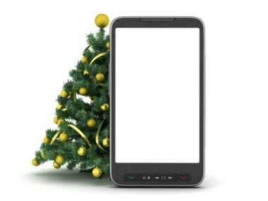 Noel ağacı ve cep telefonu - soyut resim