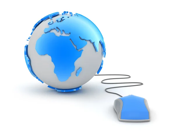 Earth globe and computer mouse — Stock Photo, Image