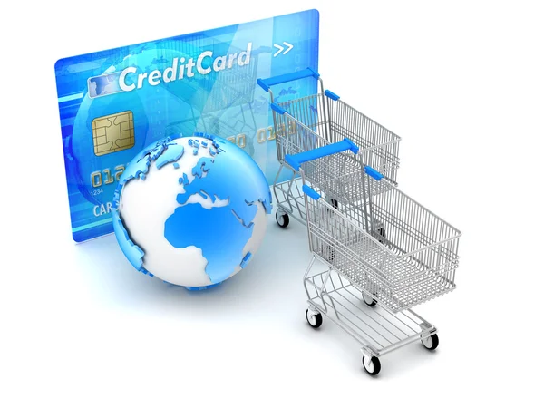 Zakupy online i płatności - ilustracja koncepcji — Zdjęcie stockowe