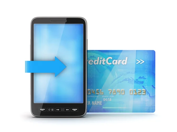 Mobile phone and credit card — Stock Photo, Image