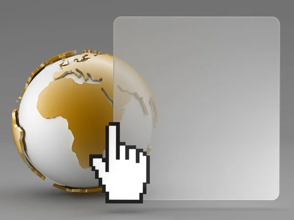 Abstract background - earth globe and cursor hand — Stock Photo, Image