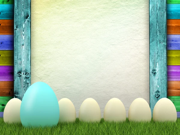 复活节背景-鸡蛋和空白的工作表 — 图库照片