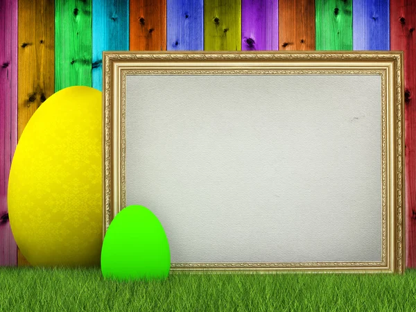 Easter background - eggs and blank sheet — Stock Photo, Image