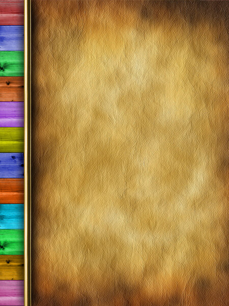 Handmade paper sheet and colored planks