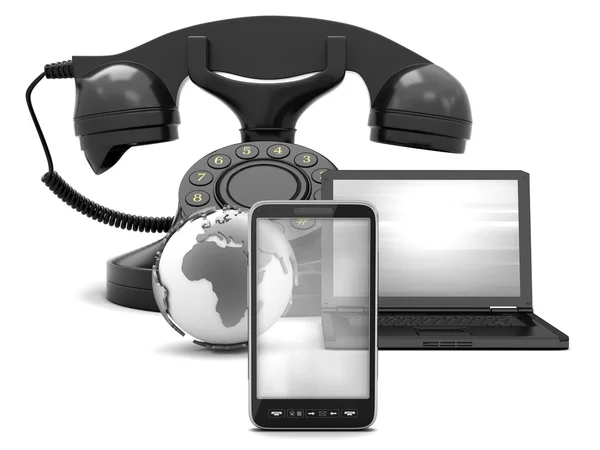 Kommunikation symboler - telefon och internet — Stockfoto