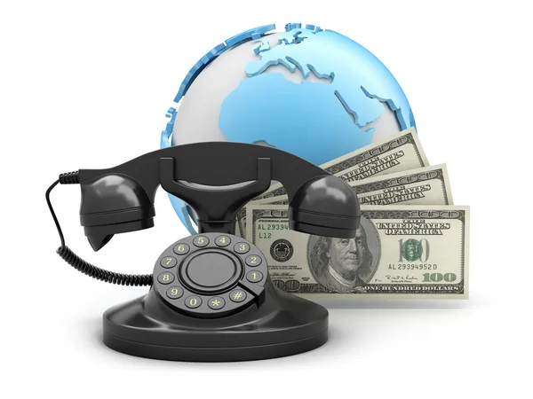 Money and rotary phone — Stock Photo, Image