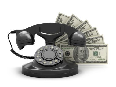 Retro döner telefon ve dolar faturaları