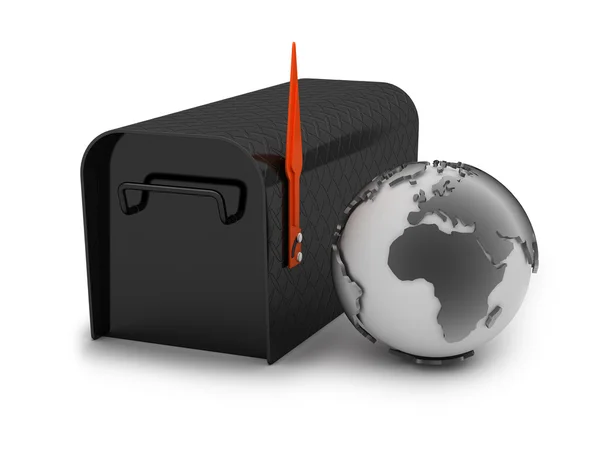 Mailbox and earth globe — Stock Photo, Image