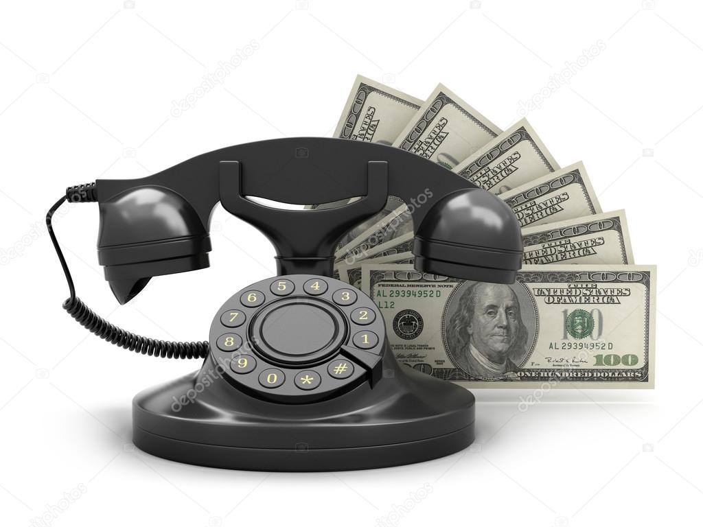 Retro rotary phone and dollar bills