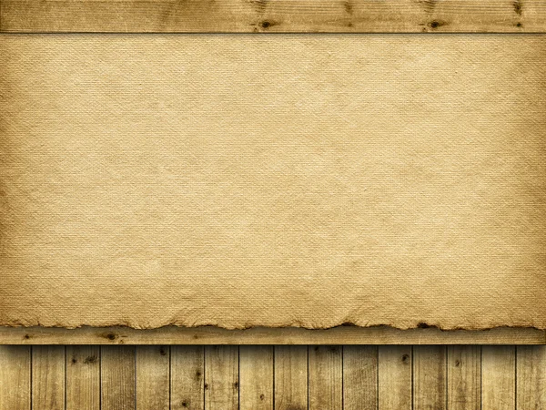 Arkusz papieru czerpanego oraz deski - szablon tło — Zdjęcie stockowe
