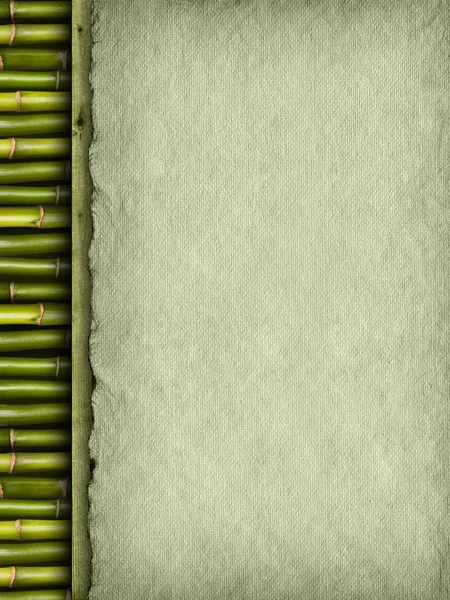 Template background - handmade paper and bamboo — Stock Photo, Image