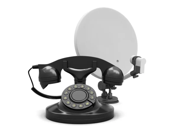 Rotary phone and satellite antenna — Stock Photo, Image