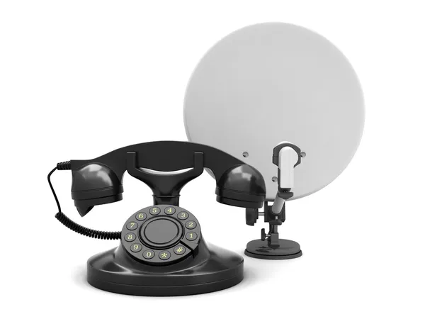 Satelliten- und Retro-Telefon — Stockfoto