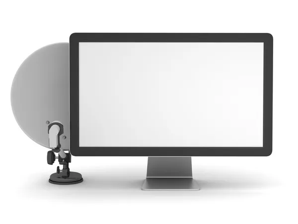 Computer monitor and satellite — Stock Photo, Image